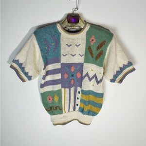 80s Lauren Cole Petites Vintage Colorblock Knitted sweater cottage size Small